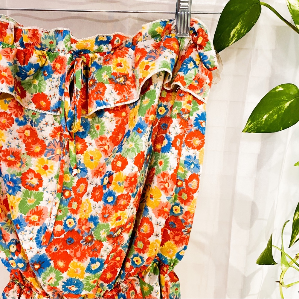 vintage strapless floral peplum top